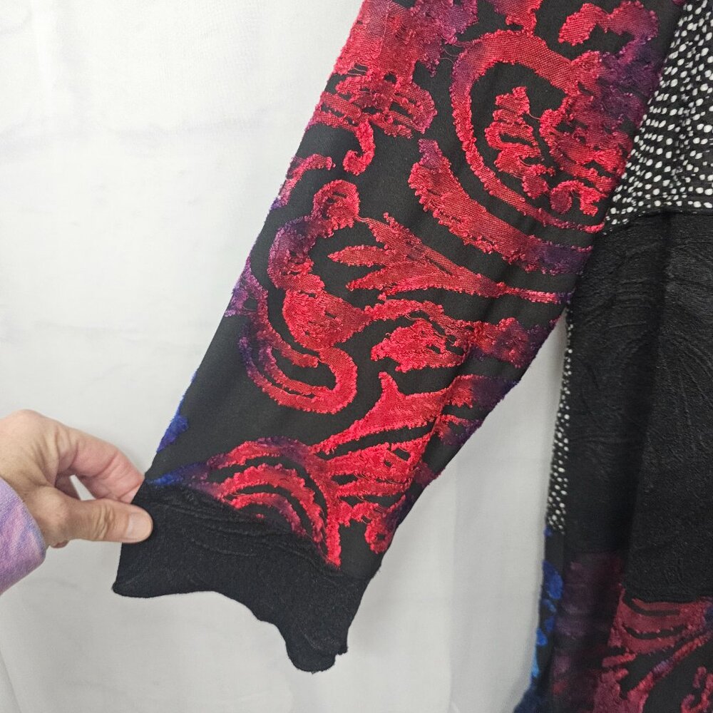 Calessa Jacket Black Patchwork Red Multimedia Art… - image 4